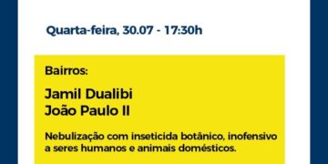 Nebulização noturna chega aos bairros Jamil Dualibi e João Paulo II nesta quarta-feira