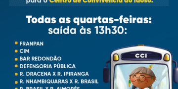 Sempre às Quartas-feiras: Prefeitura vai disponibilizar ônibus para interessados em tomar parte nas atividades do CCI