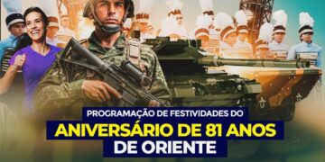 Oriente celebra 81 anos com programação especial e desfile militar neste domingo